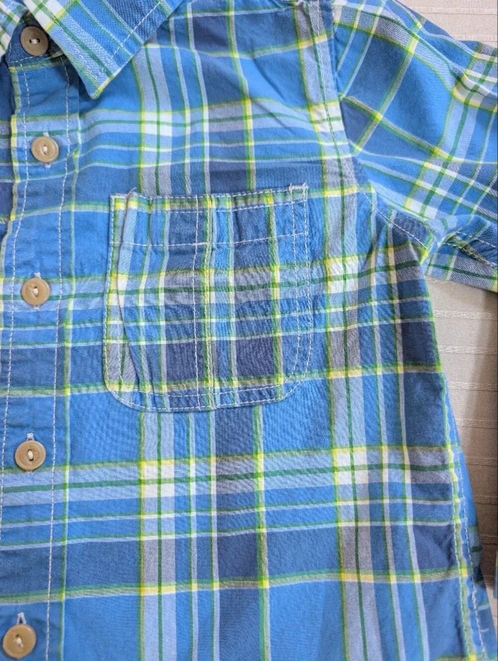 BabyGAP Blue Plaid Button-Front Shirt Toddler 4 Years
